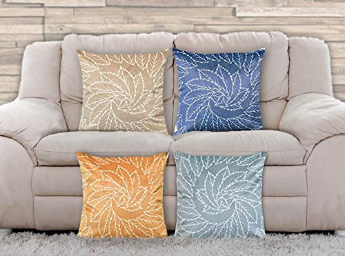 AAYU Square Leaf Outline Throw Pillow Covers 4pcs | 18 x 18inch Velvet Base Soft Fabric Trendy Pattern Printing on Both Sides Pack of 4 Jutemill