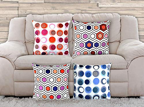 AAYU Square Polka Dot Print Pillow Covers | Velvet Base Soft Fabric | Trendy Pattern Printed on Both Sides Zipper | Pack of 4 | 18 x 18 inch Jutemill