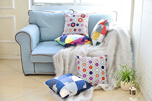 AAYU Square Polka Dot Print Pillow Covers | Velvet Base Soft Fabric | Trendy Pattern Printed on Both Sides Zipper | Pack of 4 | 18 x 18 inch Jutemill