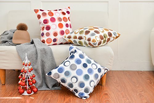 AAYU Square Polka Dot Print Pillow Covers | Velvet Base Soft Fabric | Trendy Pattern Printed on Both Sides Zipper | Pack of 4 | 18 x 18 inch Jutemill
