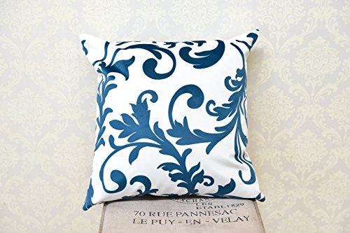 AAYU Square Throw Pillow Covers 4pack (Blue) | Velvet Base Soft Fabric Trendy Pattern Printed on Both Sides Zipper Pack of 4 18 x 18inches Jutemill