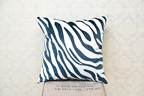 AAYU Square Throw Pillow Covers 4pack (Blue) | Velvet Base Soft Fabric Trendy Pattern Printed on Both Sides Zipper Pack of 4 18 x 18inches Jutemill