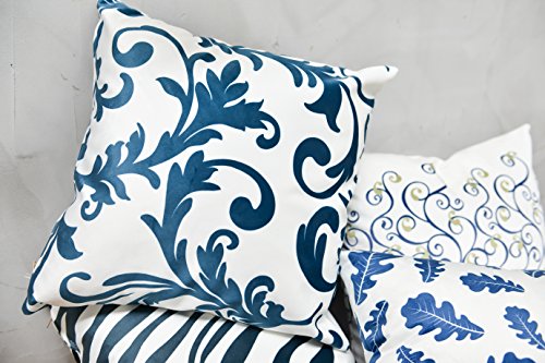 AAYU Square Throw Pillow Covers 4pack (Blue) | Velvet Base Soft Fabric Trendy Pattern Printed on Both Sides Zipper Pack of 4 18 x 18inches Jutemill