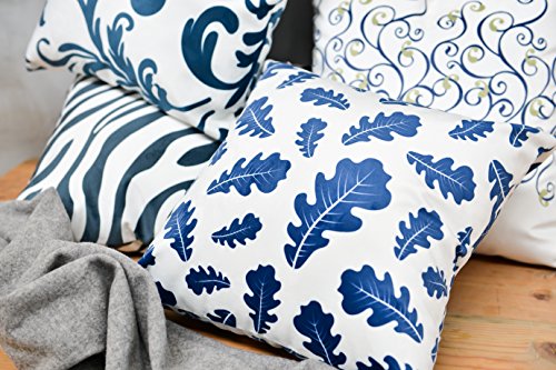 AAYU Square Throw Pillow Covers 4pack (Blue) | Velvet Base Soft Fabric Trendy Pattern Printed on Both Sides Zipper Pack of 4 18 x 18inches Jutemill