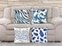 AAYU Square Throw Pillow Covers 4pack (Blue) | Velvet Base Soft Fabric Trendy Pattern Printed on Both Sides Zipper Pack of 4 18 x 18inches Jutemill