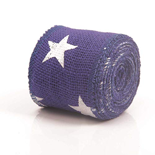 AAYU Star Printed Burlap Ribbon Rolls | 3 Inch X 5 Yards | 3 Pack Rolls | Natural, Eco-Friendly | Perfect for Party Wedding DIY Holiday Craft Decoration | Total 45 ft in a Pack Jutemill