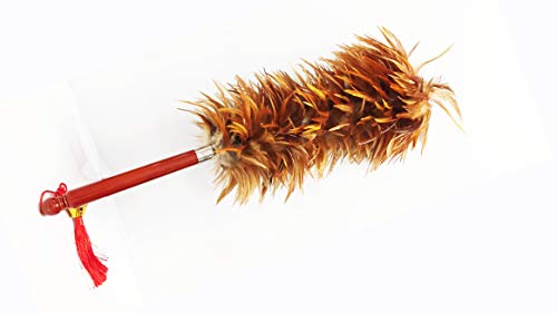 AAYU red Rooster Chicken Feather Duster 26" |Professional & Car Cleaning Baseboard Cleaner Tool Genuine Wooden Handle Eco-Friendly and Easy to Use 68 cm Jutemill