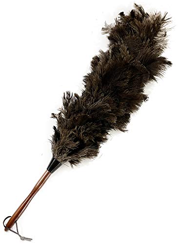 Feather Duster, 24-26 inches Made by Soft Ostrich Feathers. Wooden Handle Great for Cleaning Home, car and Office Jutemill 