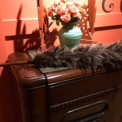 Feather Duster, 24-26 inches Made by Soft Ostrich Feathers. Wooden Handle Great for Cleaning Home, car and Office Jutemill