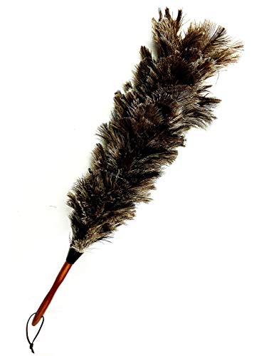 Feather Duster, 24-26 inches Made by Soft Ostrich Feathers. Wooden Handle Great for Cleaning Home, car and Office Jutemill 