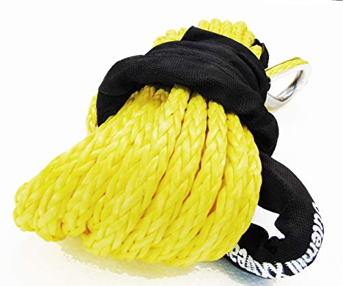 Jutemill 1/4" X 50 feet Long Synthetic Winch Rope | Winch Cable for ATV Off-Road Accessories, UTV, SUV, Truck Tow/Trailer, Boat Anchor Ropes (Blue) Jutemill