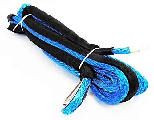 Jutemill 1/4" X 50 feet Long Synthetic Winch Rope | Winch Cable for ATV Off-Road Accessories, UTV, SUV, Truck Tow/Trailer, Boat Anchor Ropes (Blue) Jutemill