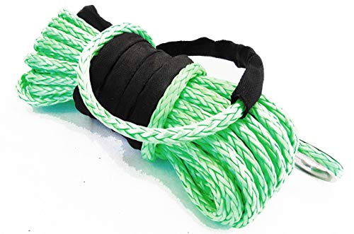 Jutemill 1/4" X 50 feet Long Synthetic Winch Rope | Winch Cable for ATV Off-Road Accessories, UTV, SUV, Truck Tow/Trailer, Boat Anchor Ropes (Blue) Jutemill