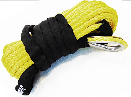 Jutemill 1/4" X 50 feet Long Synthetic Winch Rope | Winch Cable for ATV Off-Road Accessories, UTV, SUV, Truck Tow/Trailer, Boat Anchor Ropes (Blue) Jutemill