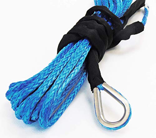 Jutemill 1/4" X 50 feet Long Synthetic Winch Rope | Winch Cable for ATV Off-Road Accessories, UTV, SUV, Truck Tow/Trailer, Boat Anchor Ropes (Blue) Jutemill