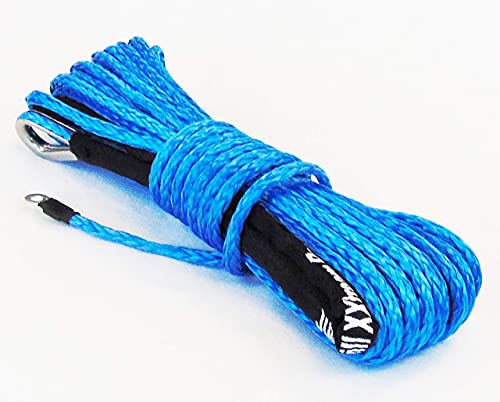 Jutemill 1/4" X 50 feet Long Synthetic Winch Rope | Winch Cable for ATV Off-Road Accessories, UTV, SUV, Truck Tow/Trailer, Boat Anchor Ropes (Blue) Jutemill