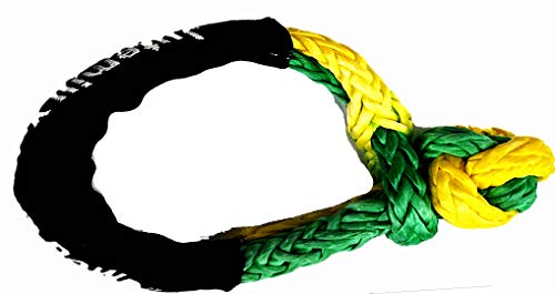 Jutemill Recovery Soft Shackle 7/16" by AAYU | 6" Loop Breaking Strength 34000 LBS| Apt for Heaving Handling: Recovery, ATV/UTV, Marine Craft,Off Road 4X4 Green & Orange, Winch Bumper Shackle ATV Jutemill