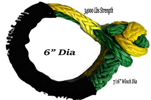 Jutemill Winch Soft Shackle Recovery 7/16" 6" Loop, Breaking Strength 34000 Lbs Apt for Heavy Handling: Recovery, ATV/UTV, Marine Craft Red & Yellow Jutemill