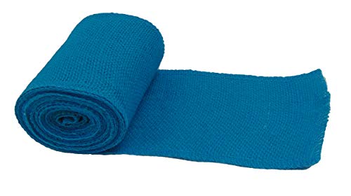AAYU Brand Premium Blue Burlap Ribbon roll 5 Inch x 5-Yards | Natural Floral Arrangements, Patriotic and Gift Decor (Blue)