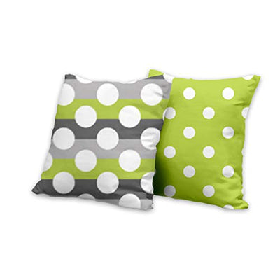 AAYU Polka Dot Decorative Throw Pillow Covers 20 x 20 Inch Set of 2 Green Grey and White Linen Cushion Covers for Couch Sofa Bed Home Decor