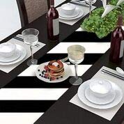 AAYU Black and White Striped Table Runner 16 x 72 Inch Imitation Linen Runner for Everyday Birthday Baby Shower Party Banquet Decorations Table Settings