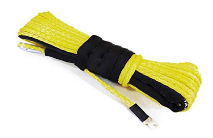 Jutemil Yellow Synthetic Winch Rope Extension Off Road Vehicle ATV Nylon Winch Cable Rope Extension Towing Rope 1/4 inch - 50 Feet SUV Boat Tow Accessories