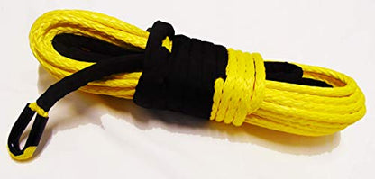 Jutemill 100 feet x 3/8&quot; Synthetic Winch Rope line Yellow 19500lbs | Winch Long-Cable for ATV Winches | Off Road Accessories, UTV, SUV, Truck Trailer/Tow Hitch, Boat Anchor Ropes (Yellow)