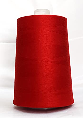 Jutemill Red Polyester Jumbo Spool Single Needle Threads for Sewing Embroidery Machine All Purpose Polyester Thread Cone (25600 Yard)