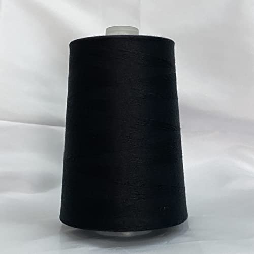 Jutemill Black Textured Polyester Sewing Thread for Serger Overlock Machine All Purpose Jumbo Spool 25600 Yards