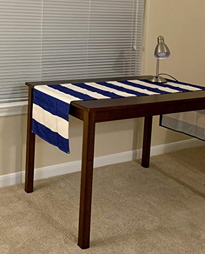AAYU Blue and White Striped Table Runner 16 x 72 Inch Imitation Linen Runner for Everyday Birthday Baby Shower Party Banquet Decorations Table Settings