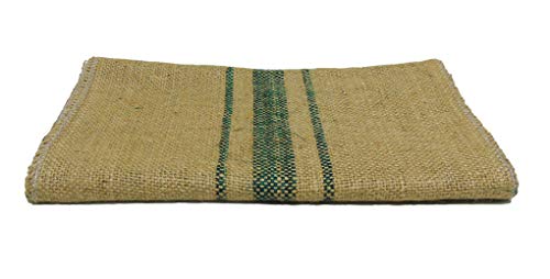 Natural Burlap Jute Runner Roll with green stripe | Burlap Fabric Table Runners