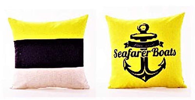 AAYU Nautical Decorative Throw Pillow Covers 18 x 18 Inch Set of 2 Linen Cushion Covers for Couch Sofa Bed Home Decor