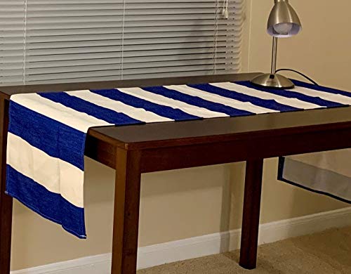 Blue and White Striped Table Runner