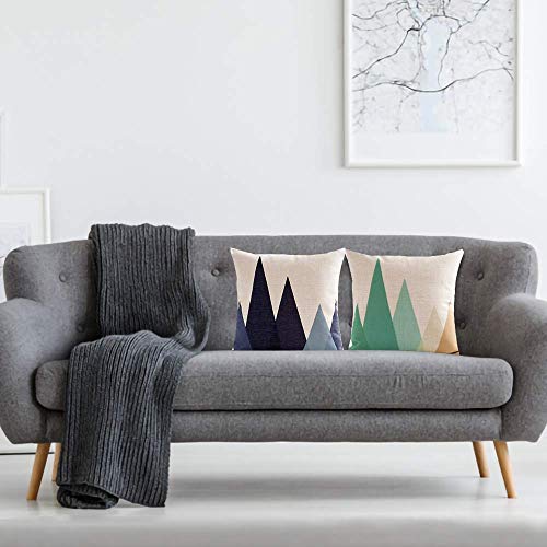 AAYU Geometric Pattern Decorative Throw Pillow Covers 18 x 18 Inch Set of 2 Linen Cushion Covers for Couch Sofa Bed Home Decor (Water Colour Forest Series)