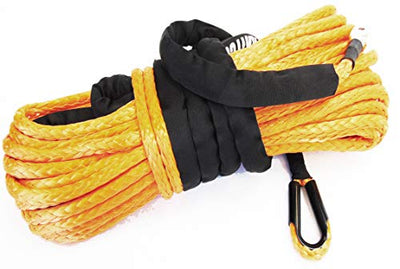 Jutemill Synthetic Orange Winch Rope 3/8 inch 100ft, 19500lbs Strength | Nylon-Cable for ATV UTV, Truck Tow, Boat Ropes for Docking |Ramsey Sy (3/8" x 100ft, Orange)
