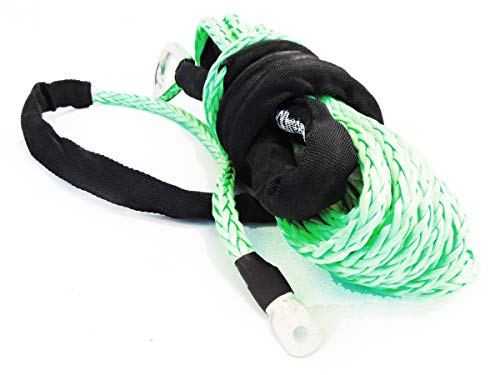 Winch Synthetic Rope - line - Cable 3/8 inch x 50 feet Green| Winch-line Without Sheath for ATVs Winches UTV, SUV, Truck Tow/Trailer, Boat/Marine Ropes and Anchor | 3/8&quot;- 50ft