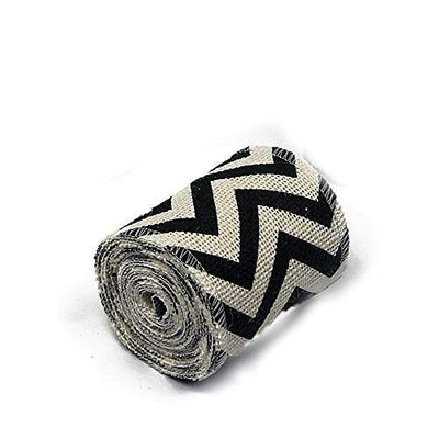 AAYU Natural Baurlap Ribbon 5 Inch X 5 Yards Black and White Jute Ribbon for Crafts Grit Wrapping Wedding