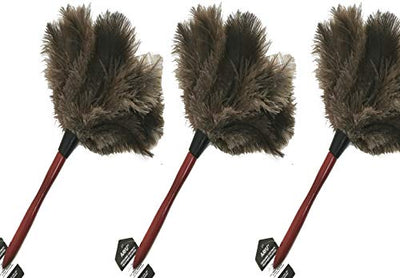 AAYU Brand 3 Pack -Premium Ostrich Feather Duster 14.5 inch Long | Natural Duster for Cleaning and Feather Moping | Genuine Ostrich Feather Duster Long Handle | Easy to Clean Dusters (36 cm X 3pk)