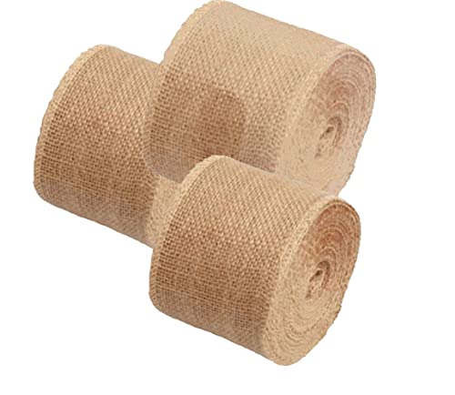 AAYU Natural Burlap Ribbon 2 Inches X 5 Yards Pack of 3 Organic Jute Ribbon for Crafts Gift Wrapping Wedding