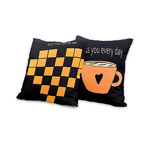 AAYU Black and Orange Decorative Throw Pillow Covers 20 x 20 Inch Set of 2 Linen Cushion Covers for Couch Sofa Bed Home Decor