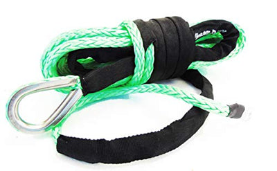 Winch Synthetic Rope - line - Cable 3/8 inch x 50 feet Green| Winch-line Without Sheath for ATVs Winches UTV, SUV, Truck Tow/Trailer, Boat/Marine Ropes and Anchor | 3/8"- 50ft