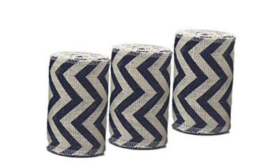 AAYU Natural Burlap Ribbon 4 Inch X 5 Yards Blue and White Wave Print Jute Ribbon for Crafts Gift Wrapping Wedding