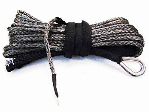 Heavy-duty 1/4&quot;- 50 feet Gray Synthetic Winch Rope, alternative to metal shackles