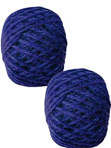 2 Pack - Blue Jute Twine Ball, Total 700 Ft 2 Ply 350 ft Each, Jute-Burlap Garden Strings, Craft or Decoration (Blue)