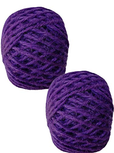 2 Pack - Purple Jute Twine Ball, Total 300 Ft 3 Ply 150 ft Each, Jute-Burlap Garden Strings, Craft or Decoration (Purple)