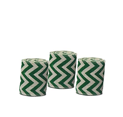 AAYU Natural Burlap Ribbon 2 Inch X 5 Yards Green and White Jute Ribbon for Crafts Gift Wrapping Wedding