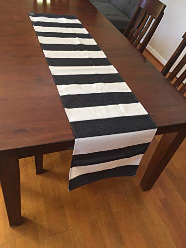 AAYU Black and White Striped Table Runner 16 x 72 Inch Imitation Linen Runner for Everyday Birthday Baby Shower Party Banquet Decorations Table Settings