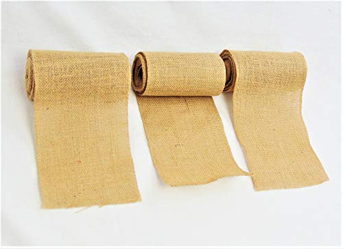 AAYU Natural Burlap Ribbon Roll 5.5 Inches X 5 Yards Pack of 3 Organic Jute Ribbon for Crafts Gift Wrapping Wedding