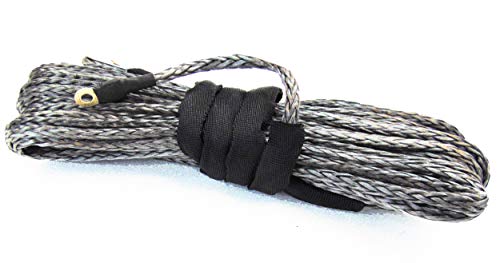 1/4&quot;- 50 feet Gray Synthetic Winch Rope, Winch Recovery Cable with Sheath