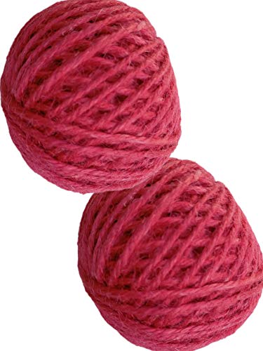 2 Pack - Pink Jute Twine Ball, Total 400 Ft 3 Ply 200 ft Each, Jute-Burlap Garden Strings, Craft or Decoration (Pink)